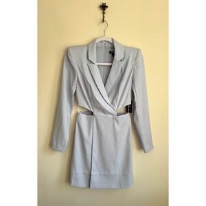 NWT Express Women's Blue Timeless Professional Chic Cut Out Mini Blazer Dress XS